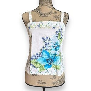 GAP Floral Blue and White Tank Top Blouse Size S